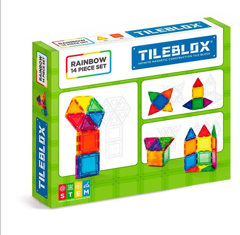 Tileblox Rainbow 14 pcs set - Kolorowy zestaw zabawek magnetycznych - obrazek 4
