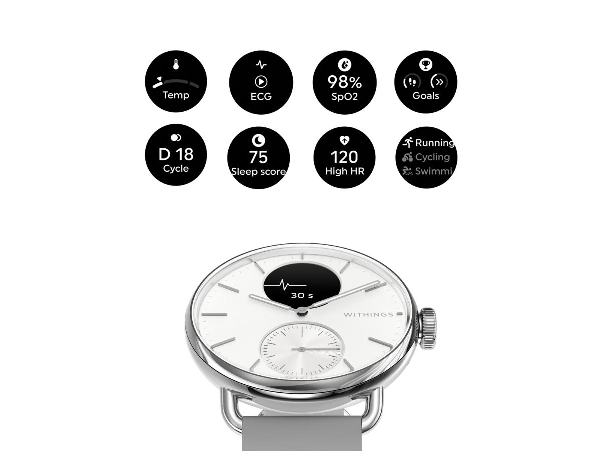 Withings Scanwatch 2 - Hybrydowy smartwatch z funkcjami zdrowotnymi - obrazek 3