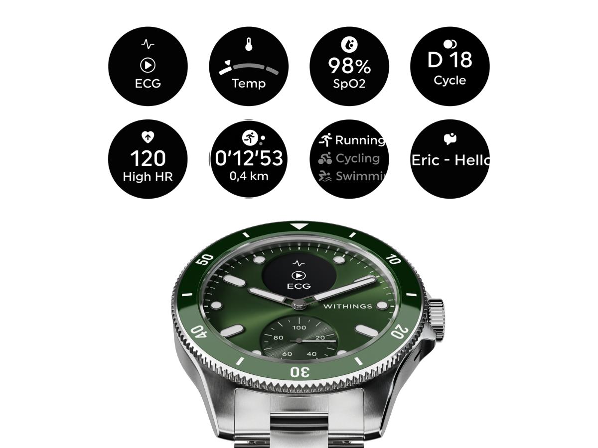 Withings Scanwatch Nova 42mm Green - Luksusowy smartwatch zdrowia - obrazek 4