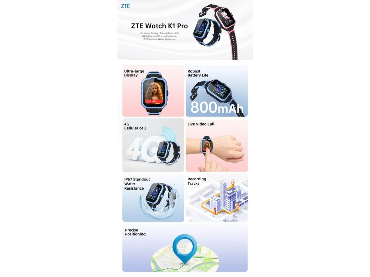 ZTE K1 Pro 4G Kids Watch - Inteligentny zegarek dla dzieci - obrazek 5