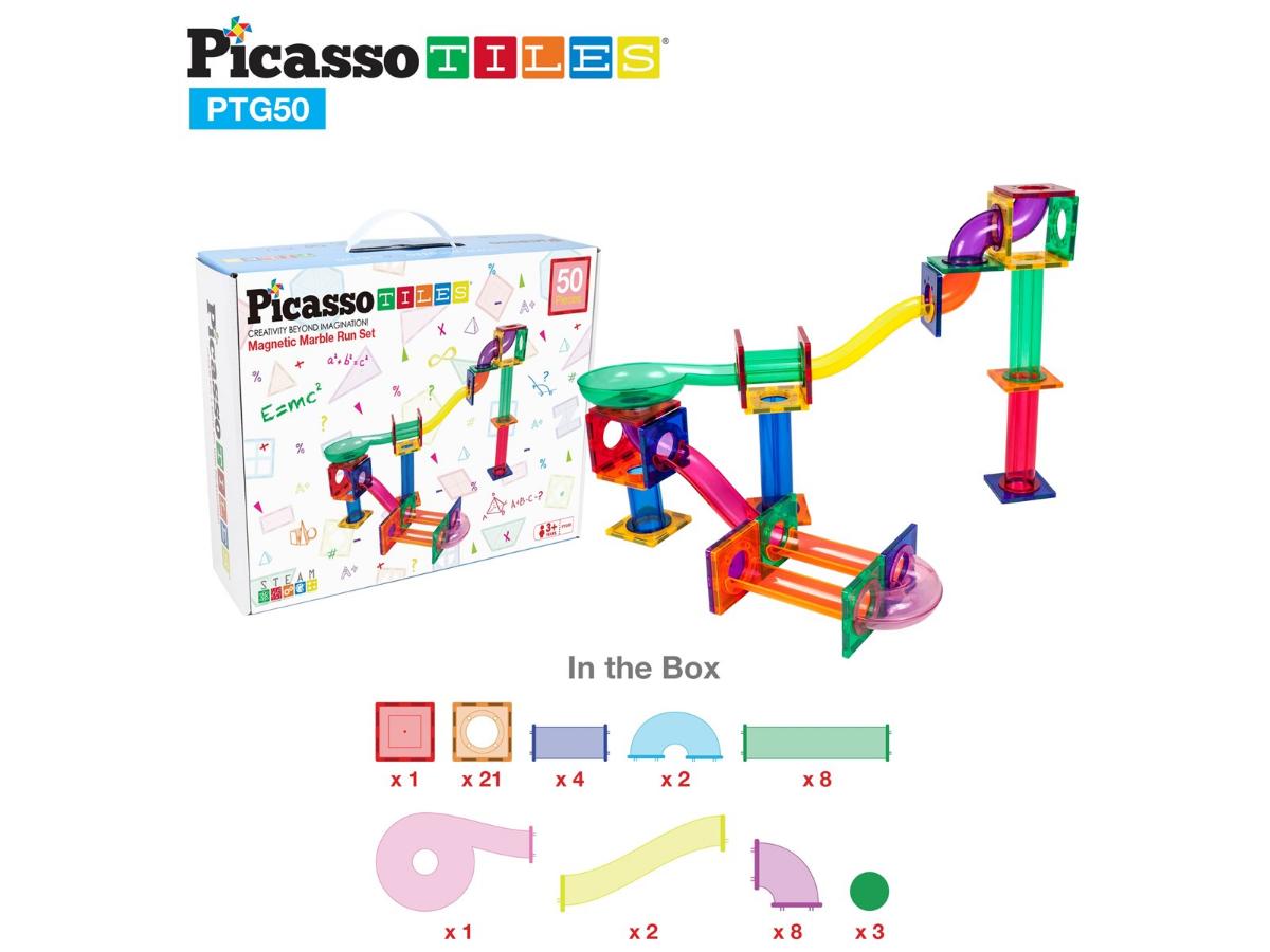 PicassoTiles Zestaw Tor Kulkowy 50 elementów - Kreatywna zabawa - obrazek 3