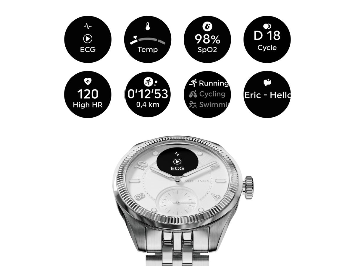 Withings ScanWatch Nova Brilliant Edition - Elegancki zegarek hybrydowy - obrazek 4