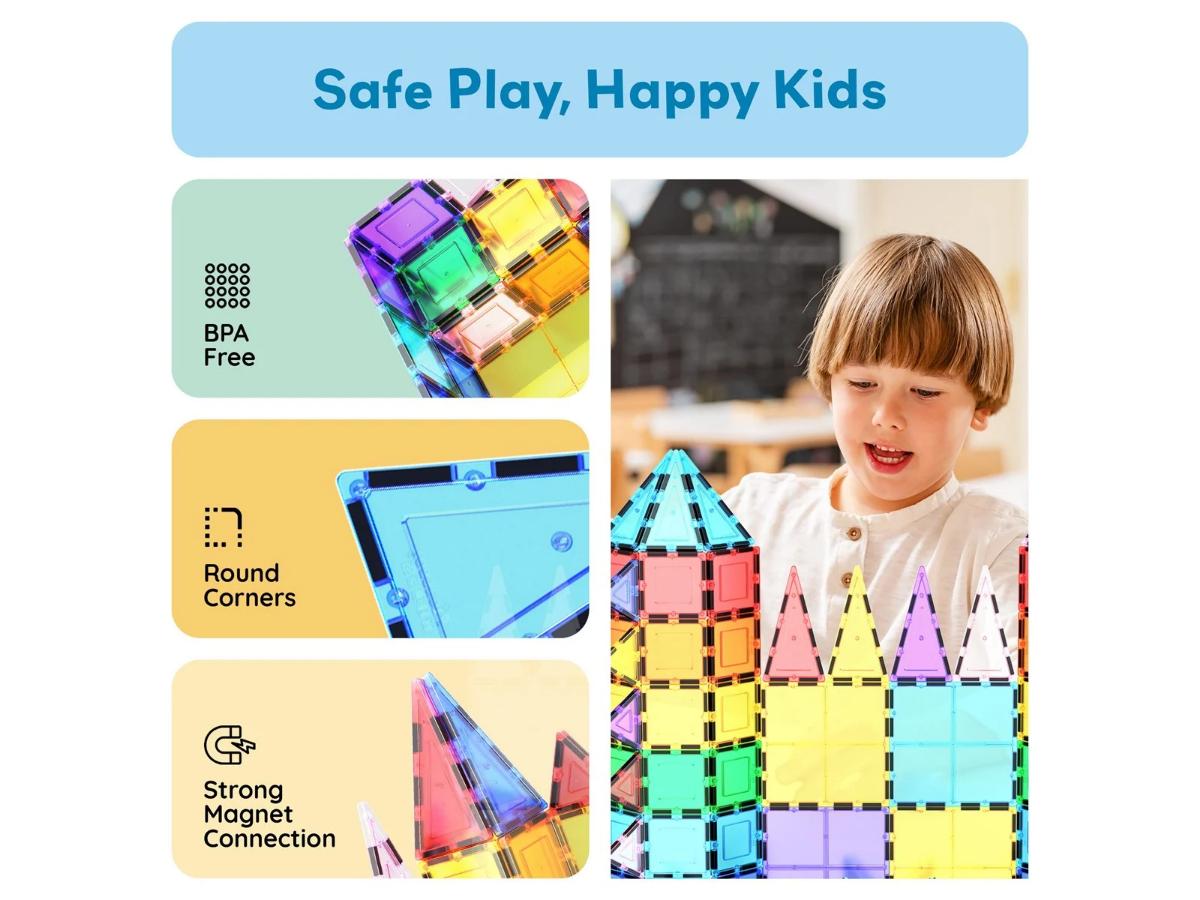 PicassoTiles Zestaw magnetycznych klocków 61 sztuk - Kreatywna zabawa - obrazek 2