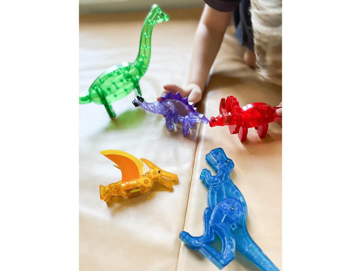 MAGNA-TILES Dinos 5 pcs set - Zestaw dinozaurów z ruchomymi częściami - obrazek 3