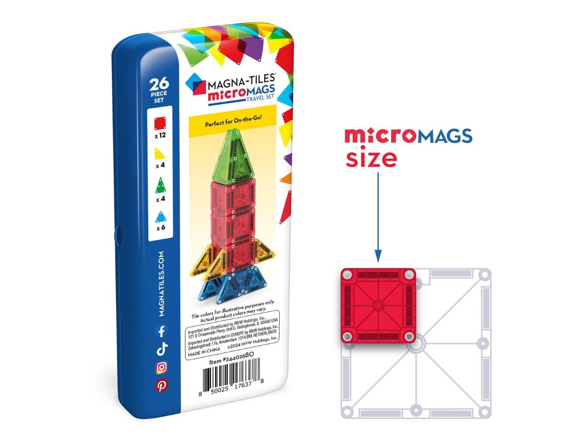 MAGNA-TILES 26-Piece Travel Magnetic Construction Set - Kreatywna zabawa w podróży - obrazek 4