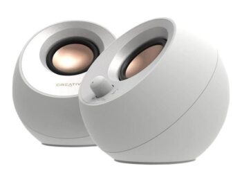 Creative Pebble V3 - Białe głośniki Bluetooth o wysokiej jakości dźwięku