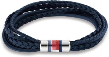 Tommy Hilfiger Biżuteria męska skórzana bransoletka granatowa - Elegancja i styl