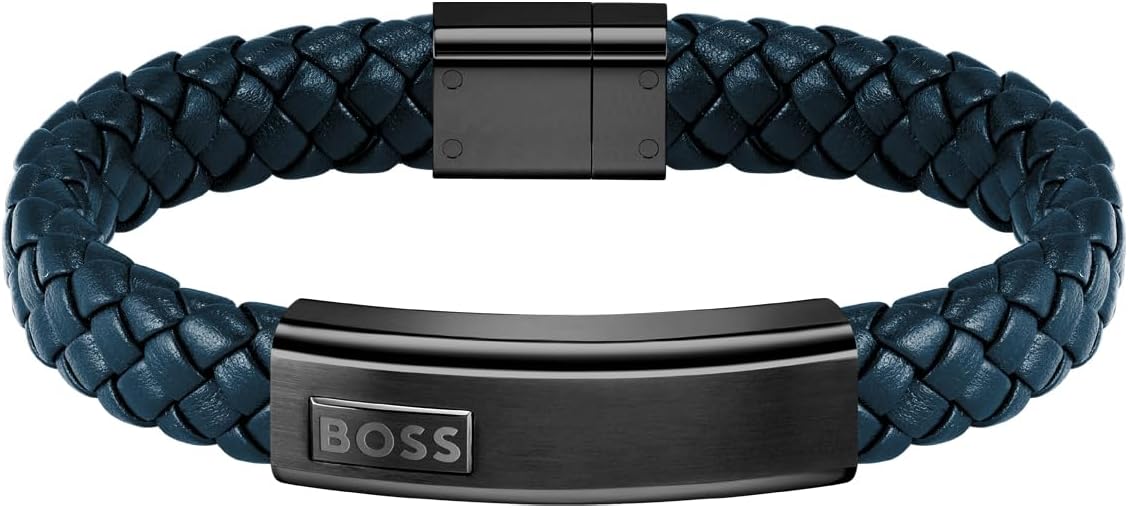 BOSS Lander Armband - Skórzana bransoletka w kolorze niebieskim - obrazek 2