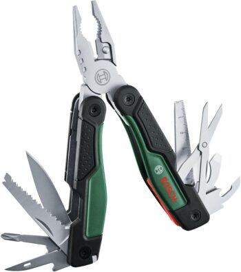 Bosch multitool 16 w 1 (wielofunkcyjny nóż, prac na zewn. i na kempingu, stal nierdz., funkcja blokady, miękka okł. Softgrip, 16 funkcji: szczypce, szczypce do cięcia drutu, wkrętak, nóż, piła itp.)