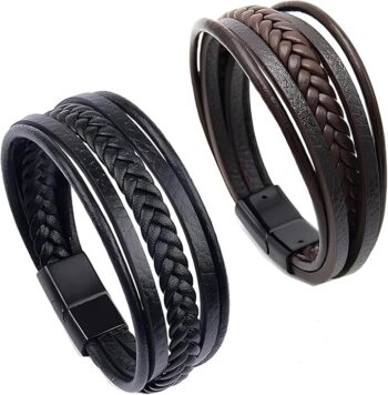 cailiya Bransoletka męska - Ręcznie tkana wielowarstwowa