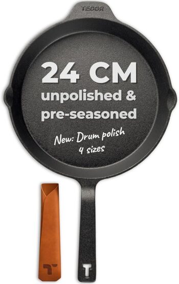 TECOR Patelnia Żeliwna 24 cm - Trwała i Uniwersalna