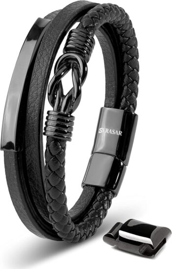 SERASAR Skórzana bransoletka premium - magnetyczne zapięcie